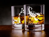 Scorpio zodiac star sign engraved whiskey glass