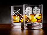 Gemini zodiac star sign engraved whiskey glass