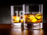 Happy birthday laser engraved whiskey glass