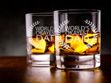 Worlds okayest dad laser engraved whiskey glass