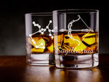 Sagittarius zodiac star sign engraved whiskey glass