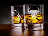 Taurus zodiac star sign engraved whiskey glass